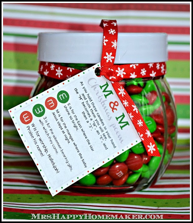 M & M Christmas Poem Candy Jars - Mrs Happy Homemaker