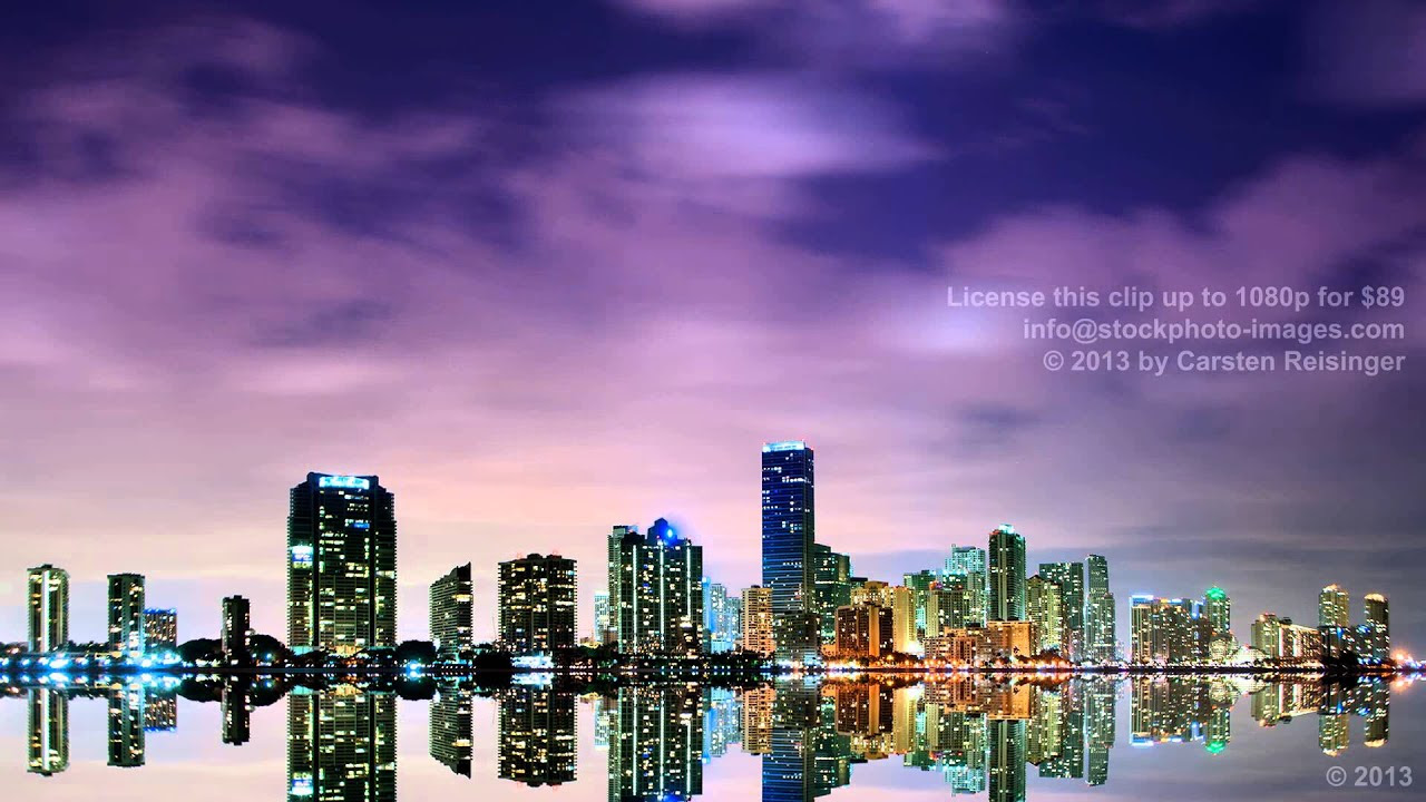 HD Stock footage: Miami skyline time lapse with vivid ...
