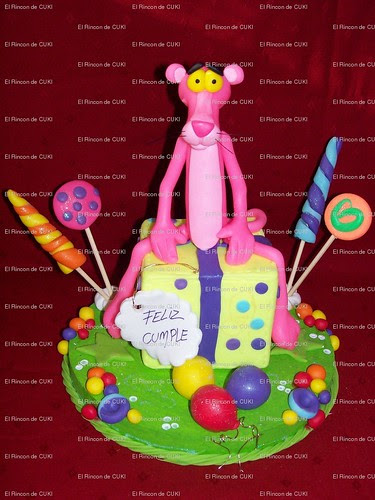 ADORNO PARA TORTA  -LA PANTERA ROSA by elrincondecuki