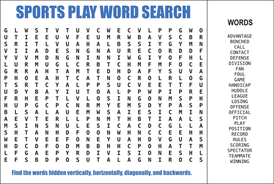 Sports Play Word Search for 9/24/20 | The Drummer and The ...