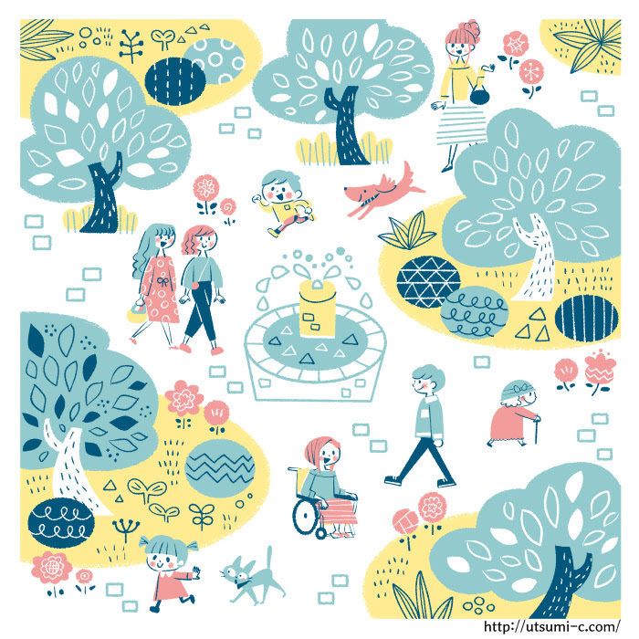 春 初夏の風景のイラスト イラストレーターうつみちはる