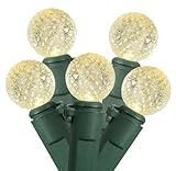 Set of 50 Warm White LED G12 Berry Fashion Glow Christmas Lights - Green Wire