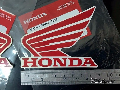 Red White 2X 85 mm STICKER DECAL PLATE EMBLEM PCX GROM MSX HONDA 