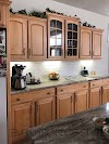 Brown Kitchen Cabinets With Gray Walls