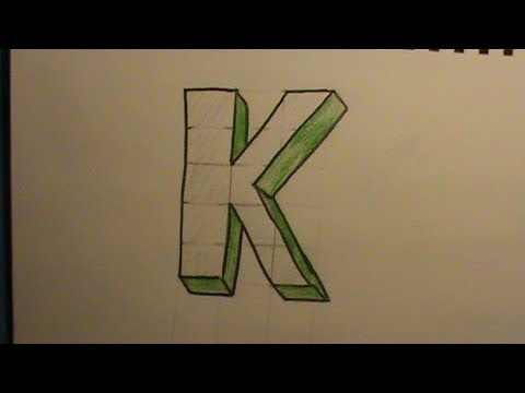 3d drawing k Letter YouTube Draw 3D How K to the in