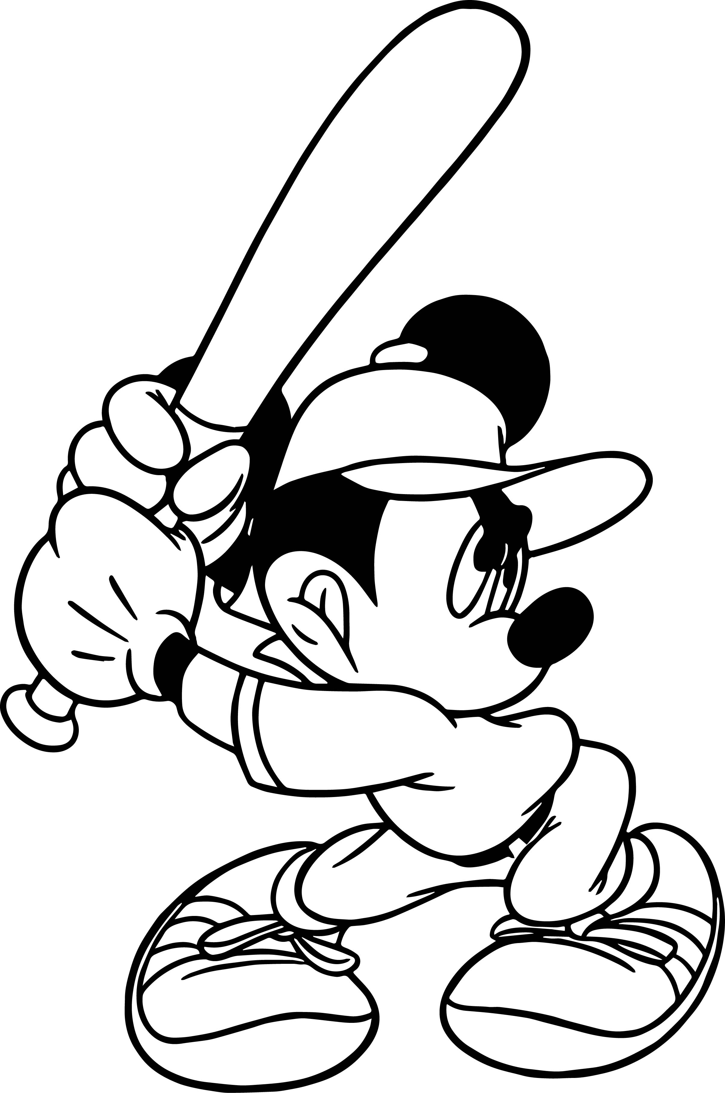 mickey playing baseball coloring page  wecoloringpage