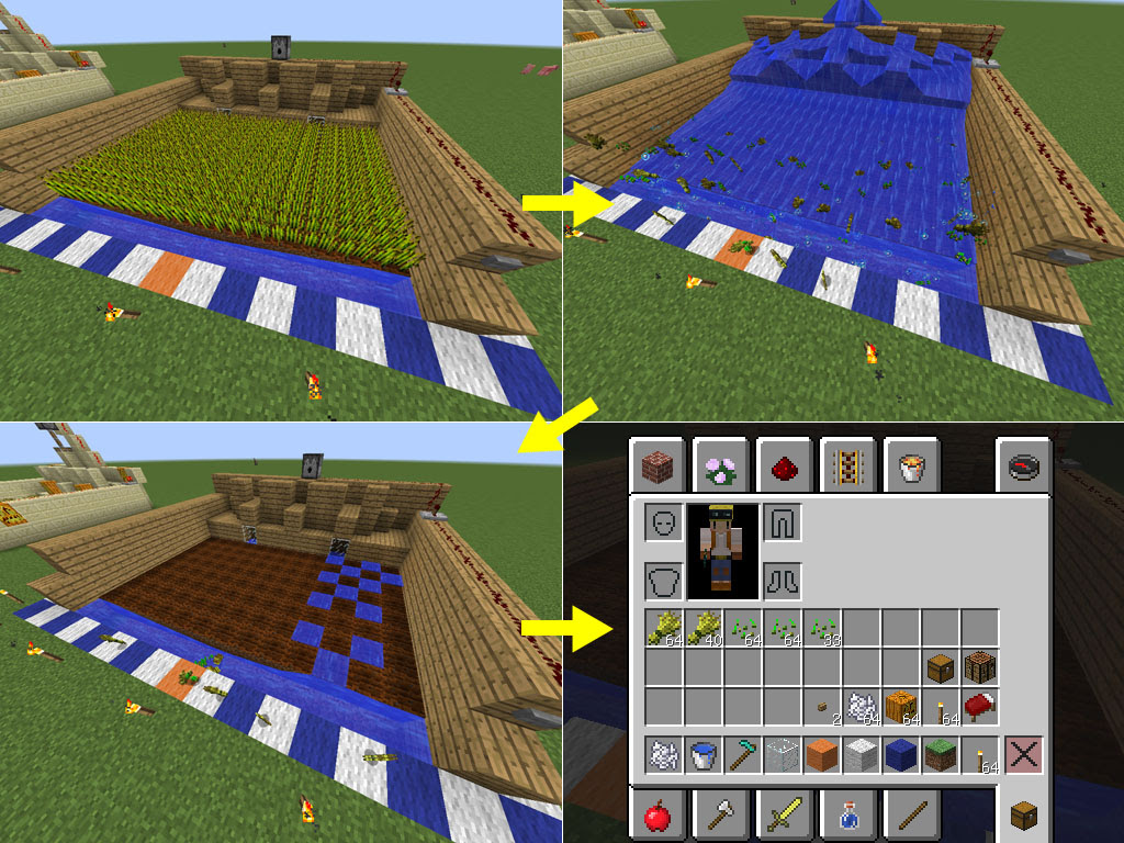 水流式収穫装置の畑を作る ある のマインクラフト日和