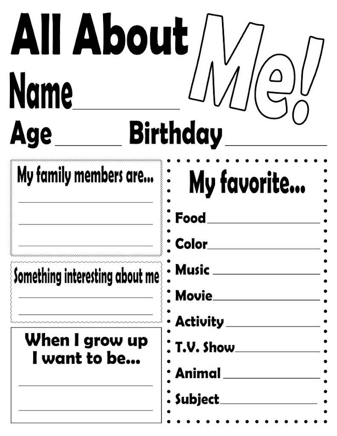 Printable All About Me Questions