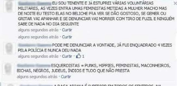 Reprodução de um dos comentários expostos no tumblr com confissões de crimes, ameaças, ofensas racistas, entre outras formas de agressão