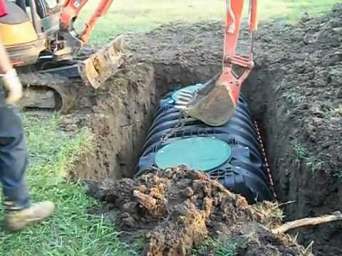 Inside a plastic septic tank