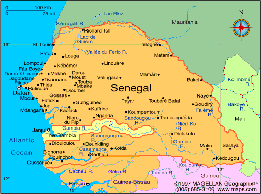 Senegal Map  Infoplease
