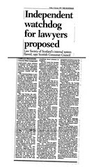 Scotsman 8 January 1999 Independent watchdog for lawyers proposed