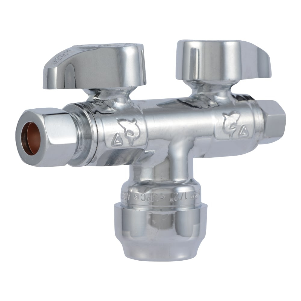 Sharkbite Brass 1 2 In Push To Connect X 3 8 In 1 4 In Od Compression Quarter Turn Dual Shut Off Valve In The Shut Off Valves Department At Lowes Com