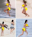 Uma Thurman beach in the surf
