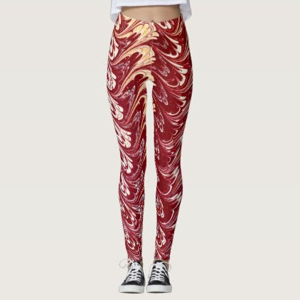 Vintage Swirls Maroon Leggings