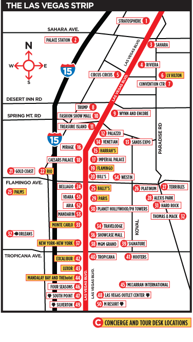map of vegas strip hotels 2011