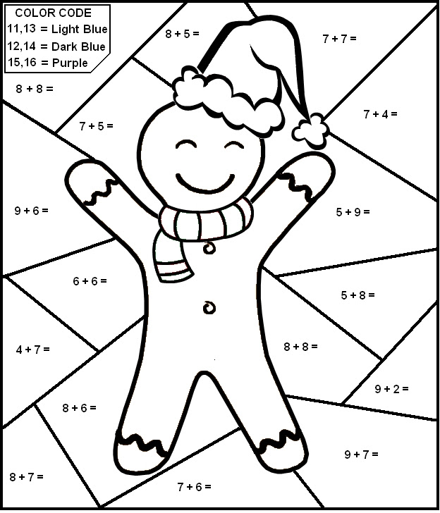 christmas worksheet color by number math worksheet for kids addition subtraction christmas theme gingerbread
