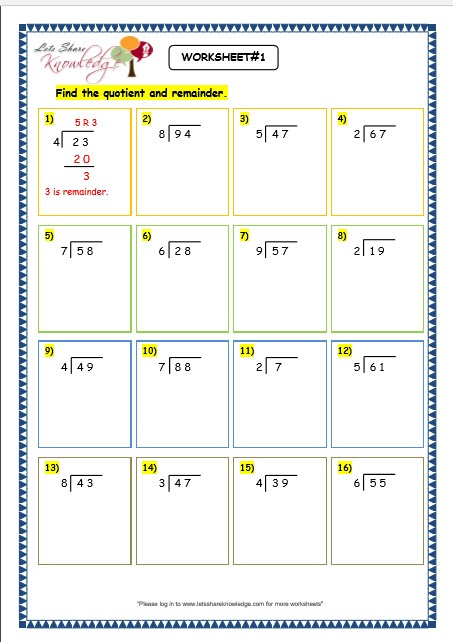 grade 3 maths worksheets division 64 long division with