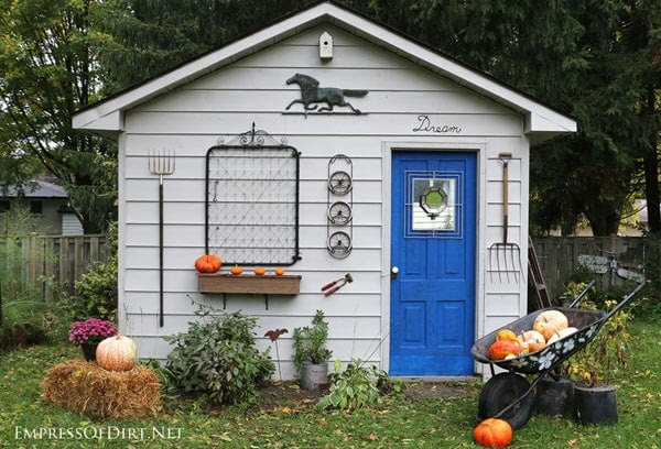 Rustic fall shed makeover with repurposed garden junk | empressofdirt ...