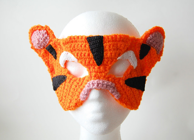 crocheted tiger mask by knot by gran'ma crocheted tiger mask by knot by gran'ma
