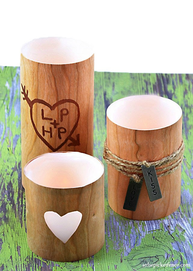 Faux Wood Valentine S Day Candles