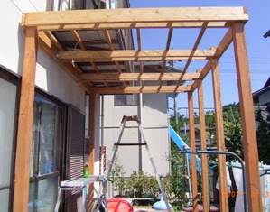 ウッドデッキの屋根 とりあえず 完成 とりあえず ｄｉｙで行こう 楽天ブログ