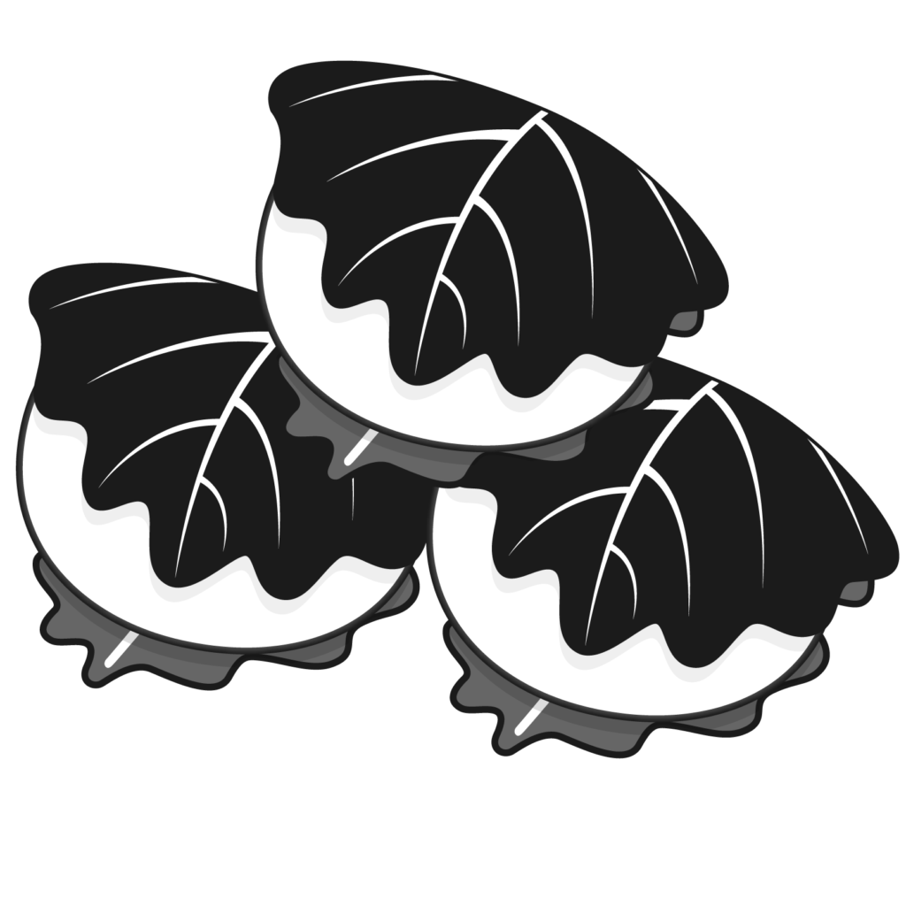 商用フリー 無料イラスト 5月端午の節句 柏餅 かしわもち 3つ モノクロ Tangonosekku38 商用ok フリー素材集 ナイスなイラスト