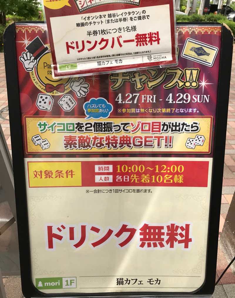 話題の猫カフェ Mocha モカ 越谷イオンレイクタウン店 先着10名 ドリンク無料 三世代旅行大好きババがオススメする家族旅行