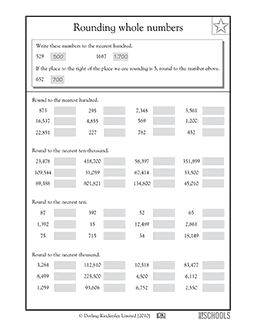 4th grade math worksheets rounding whole numbers