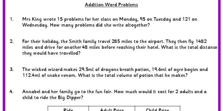 Addition Word Problems Classroom Secrets