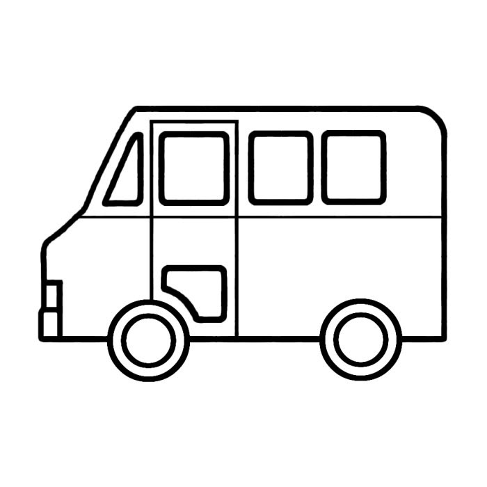 宅配車 白黒 乗り物6 乗り物 建物 無料イラスト素材