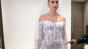 Hailey Baldwin stuns in a custom-made bridal gown for her dreamy wedding to Justin Bieber