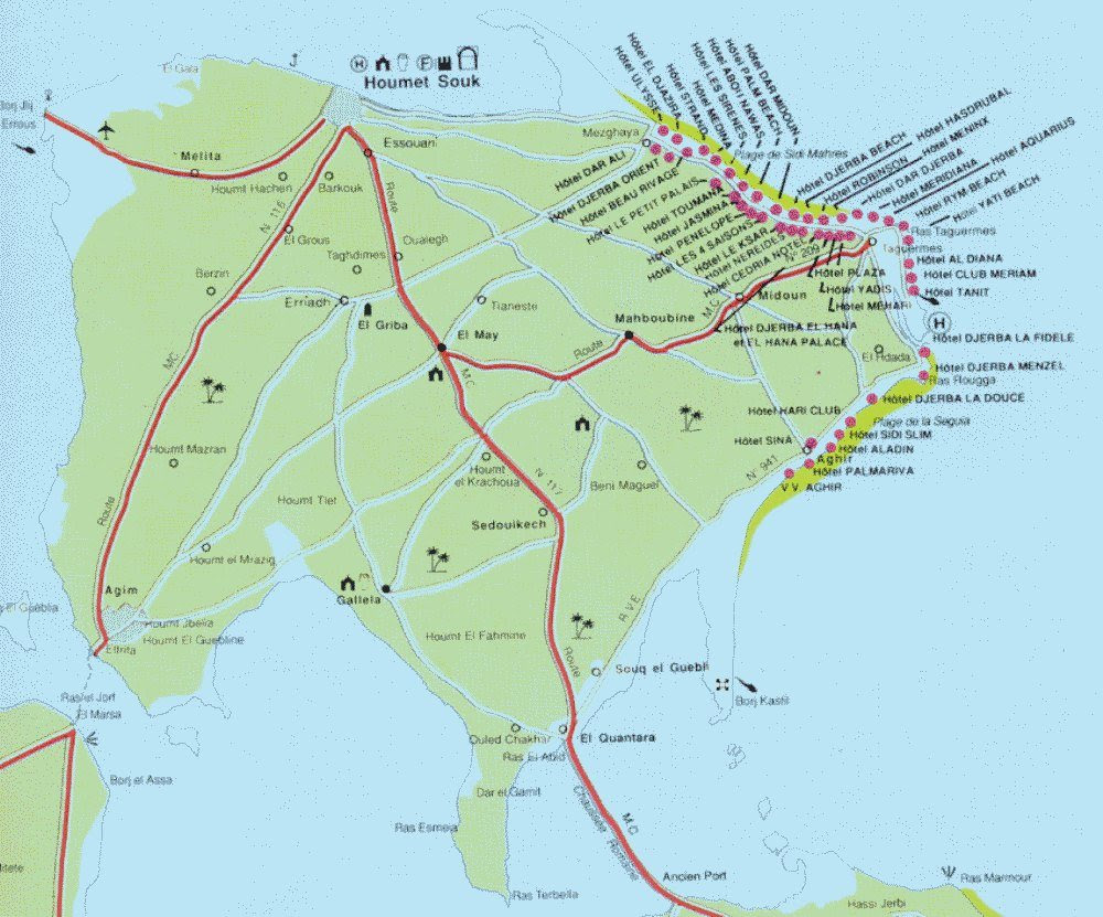 djerba mapa hotelů Djerba Mapa Hotelů | adviseurmakelaar djerba mapa hotelů