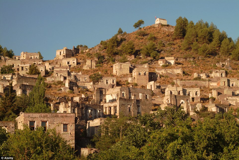 Ghost town: Hundreds of crumbling stone houses and two churches seem to be trapped in time