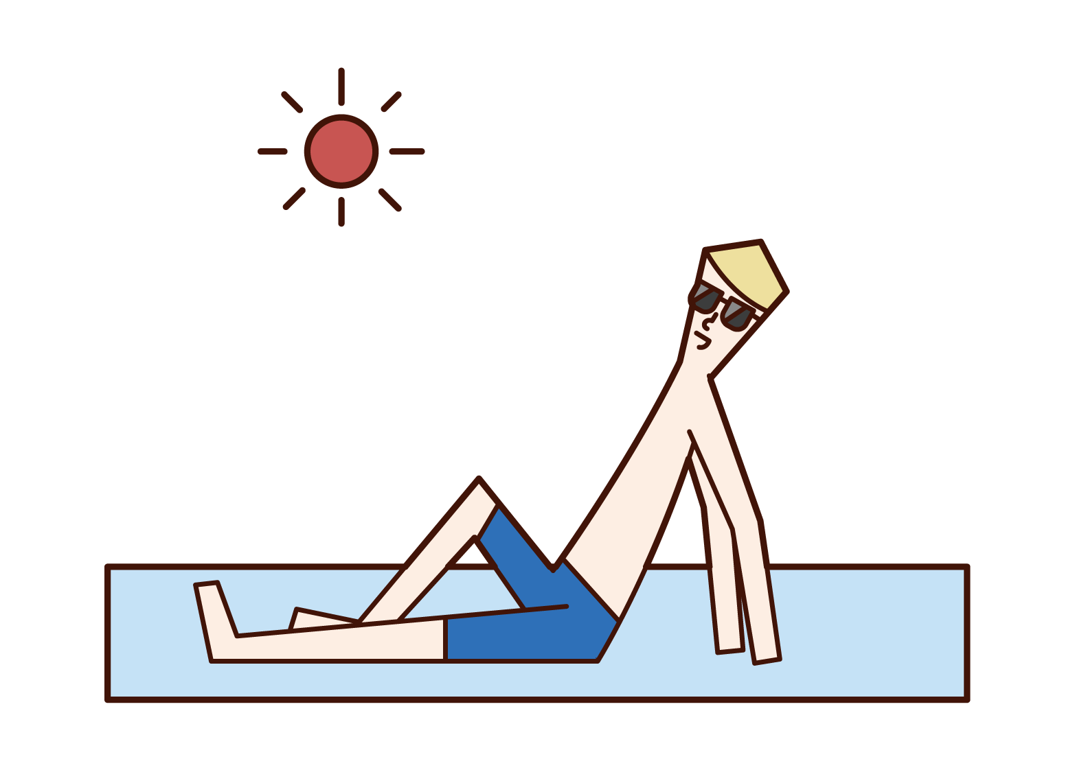 浜辺で日光浴をする人 男性 のイラスト フリーイラスト素材 Kukukeke ククケケ
