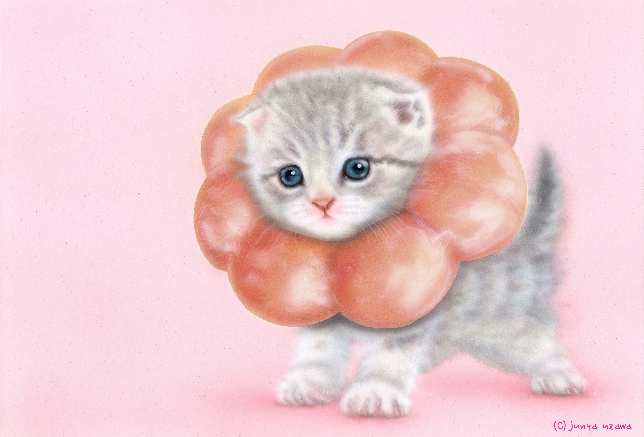 リアリズム絵画 動物の絵 動物イラスト 子猫の絵 萌獣 ポンデニャイオン さくら ポンデにゃんこ ポンデリング猫 Pao De Nyaion