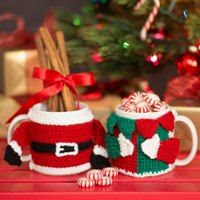 Santa and His Helper Elf mug cozy crochet patterns - Love of Crochet - Holiday 2013