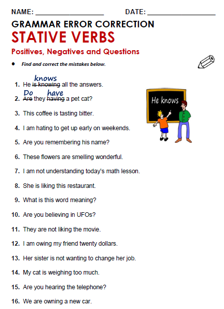 for grade worksheet printable free grammar 1 Grammar Things Verbs All Stative for grade worksheet printable free grammar 1 Grammar Things Verbs All Stative