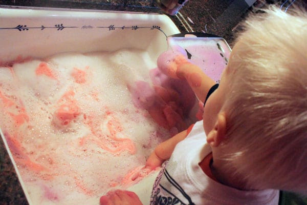 Cleaning up after sensory foam fun