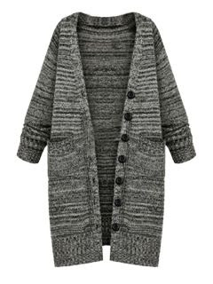 Shop Gray Vintage-Style Longline Button Front Cardigans from choies.com .Free shipping Worldwide.$37.79