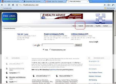 Add website vào những danh bạ web hàng đầu thế giới