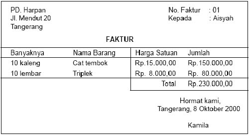 Pengertian Faktur Dan Contohnya Secara Lengkap 