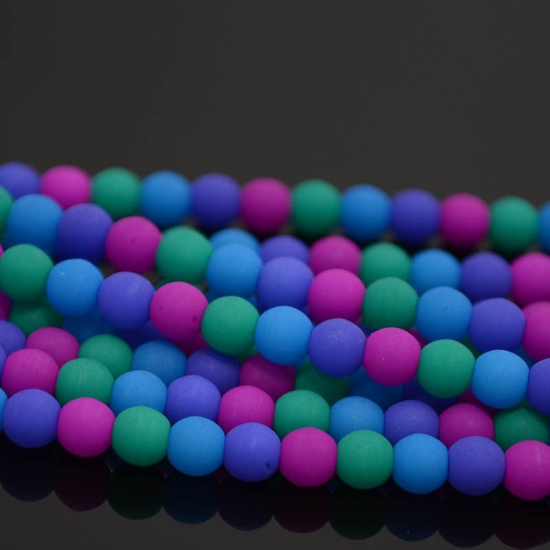 s36902 Glass Beads - 4 mm Round - Dark Neon Mix (strand)