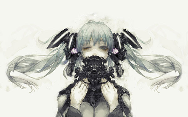 初音ミク ダーク系デザインの高解像度イラスト壁紙 ボカロ