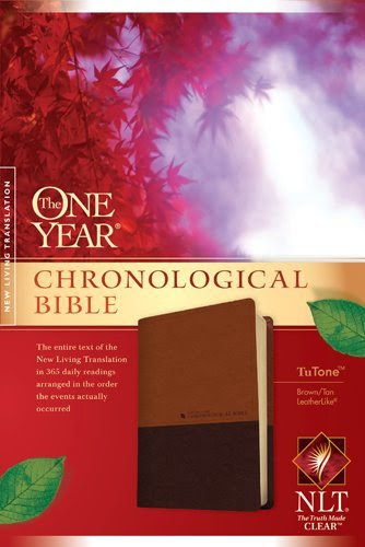 NLT One Year Chronological Bible TuTone Brown Tan Leather Like