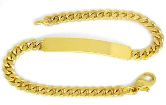 Originalfoto IDENTITÄTS-GOLD-ARMBAND MASSIV 14K FLACHPANZER GELBGOLD