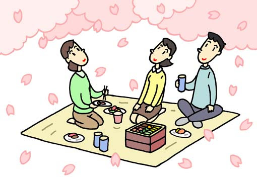 春 無料イラスト 素材 花見 お花見 花見酒 宴会 桜 桜並木 春の訪れ 春の行事 春の歳時記