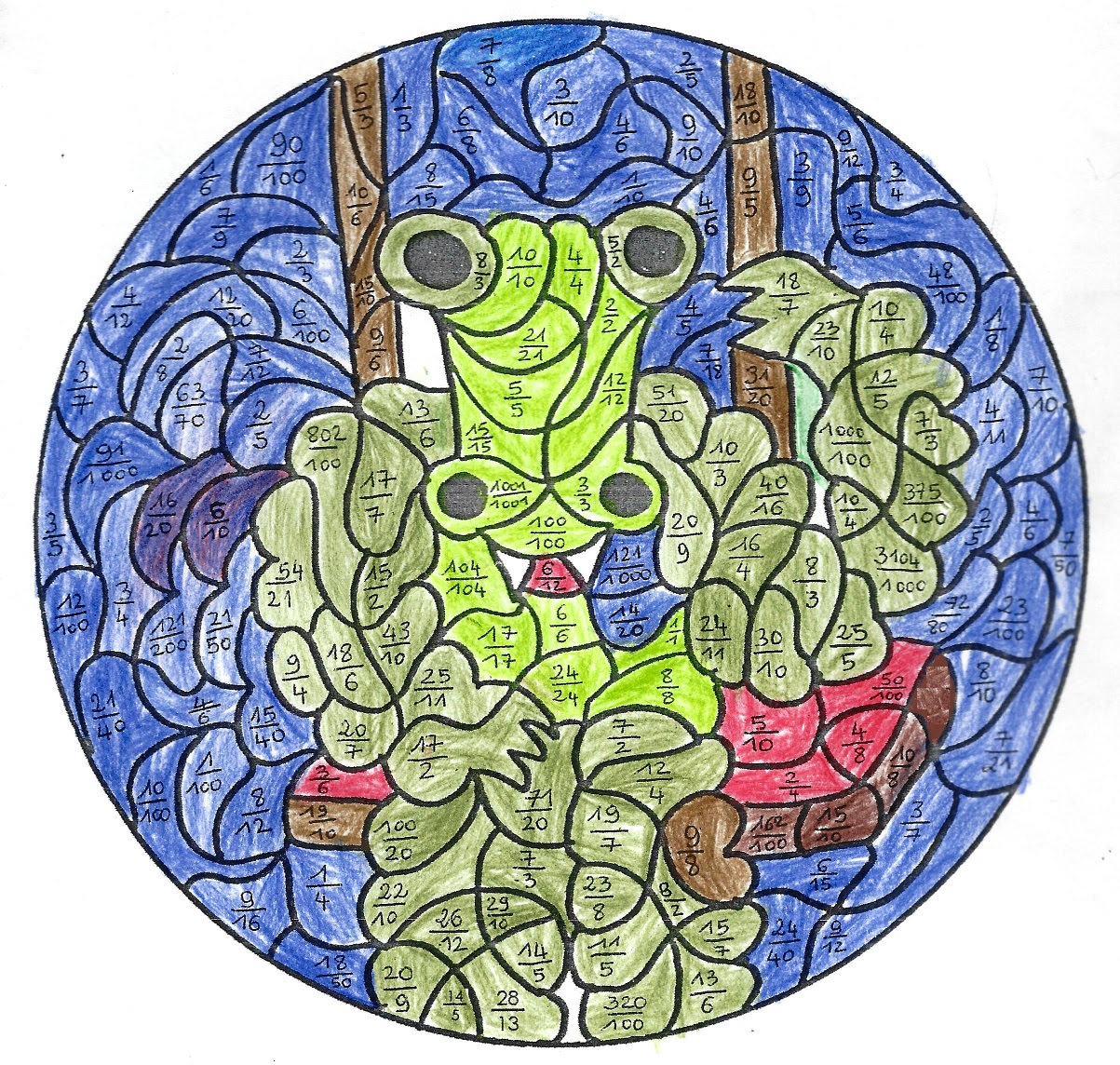 Les Fractions Coloriage Magique Craie Hative