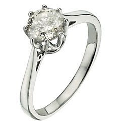 Best Review Classical 9 ct White Gold Ladies Solitaire Engagement Diamond Ring Brilliant Cut 1.25 Carat JK-I2 Size N