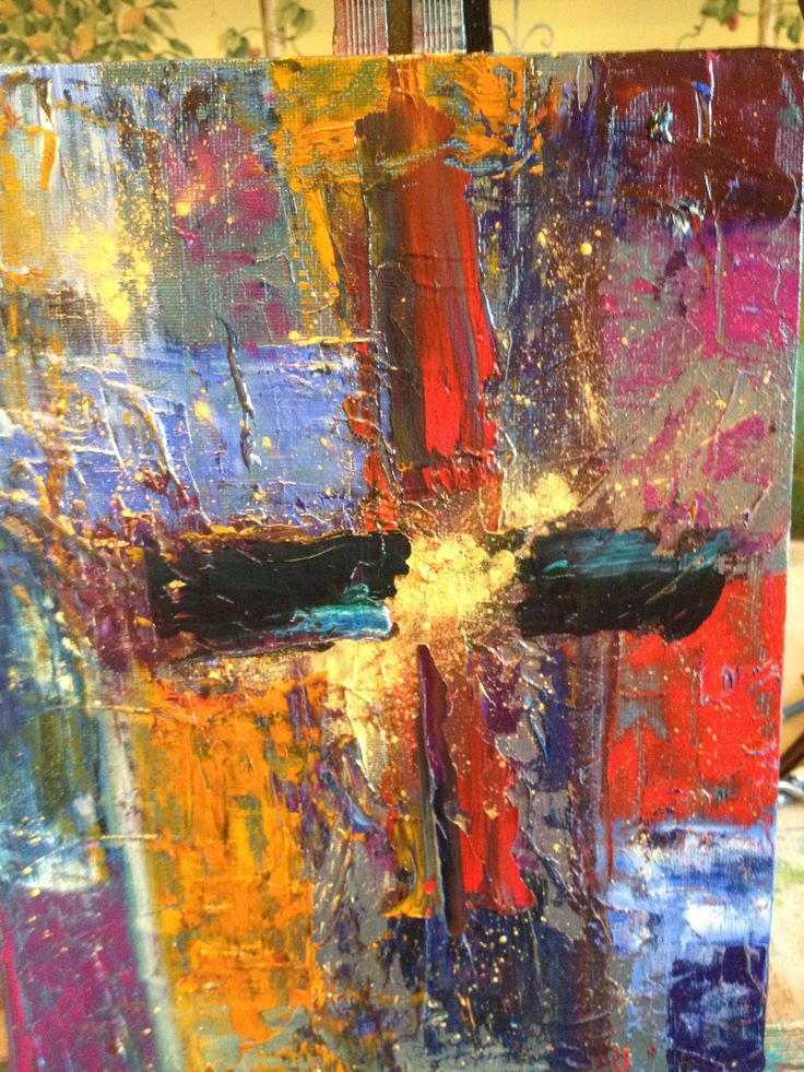 Abstract cross in oil. For sale. Etsy